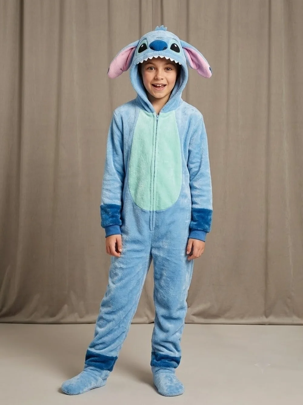 Stitch Character Hooded Kids Onesie Size 9-10 Years NWOT P2P 15 In